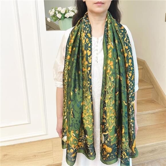 Lightweight Satin Scarves Large Capacity Green - Picture 3 of 7
